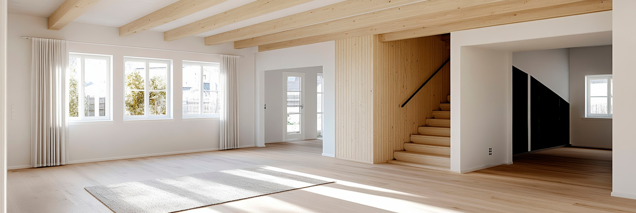 Elegant Open floor plan under renovation with construction mater colocación de pladur pamplona